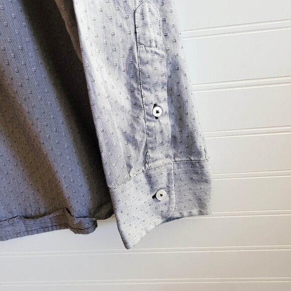 Untuckit Shirt Mens 2XL Gray Geometric Pattern Button Up Cotton Long Sleeve - Picture 5 of 10